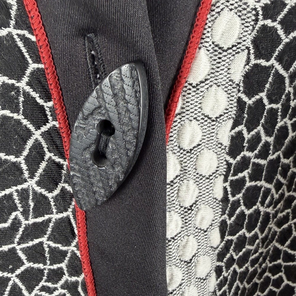 IC By Connie K Open Front Jacket Cardigan Sz M Artsy Laganlook Funky Mixed Print - Picture 4 of 13